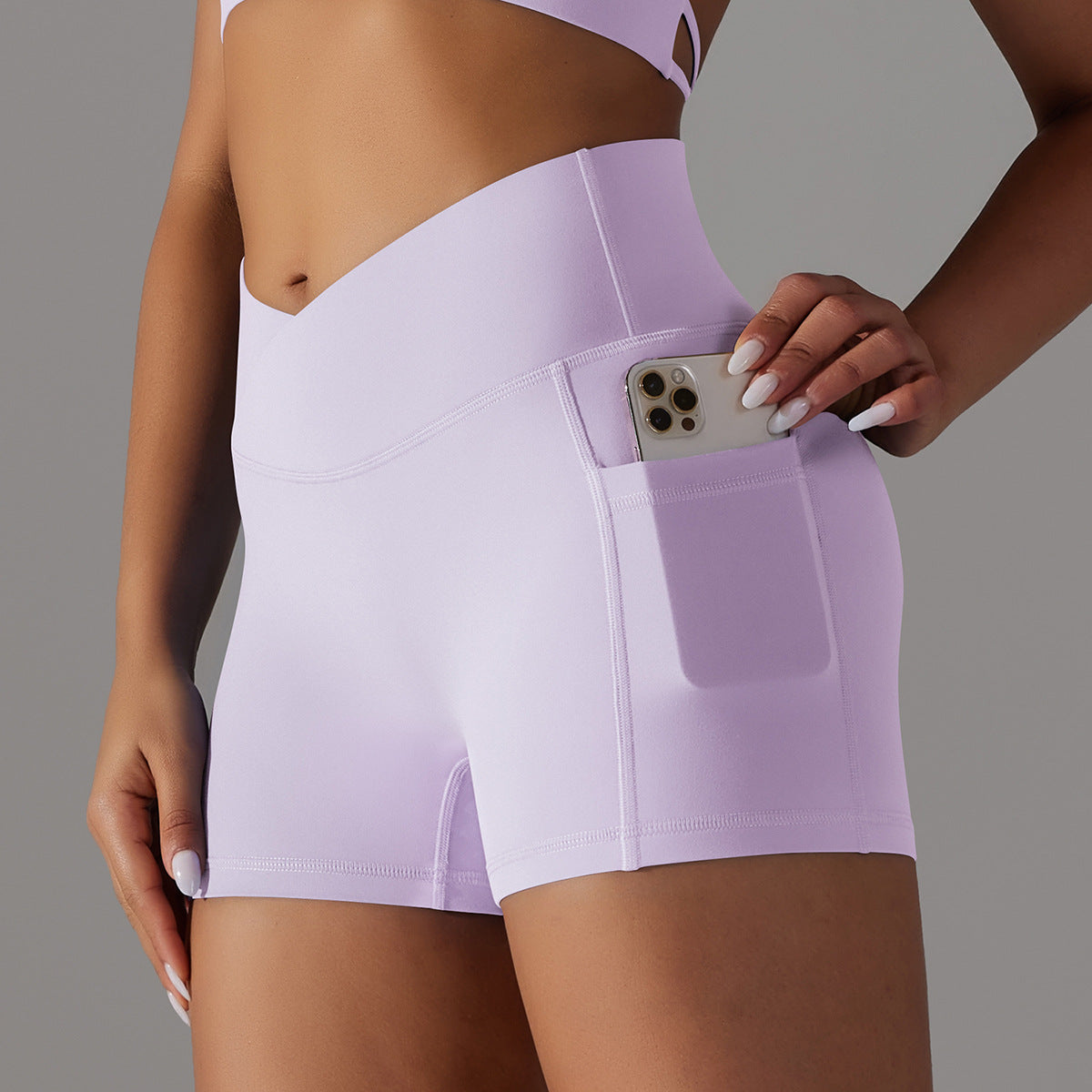 Yoga Shorts with Phone Pocket Design Fitness Sports Pants