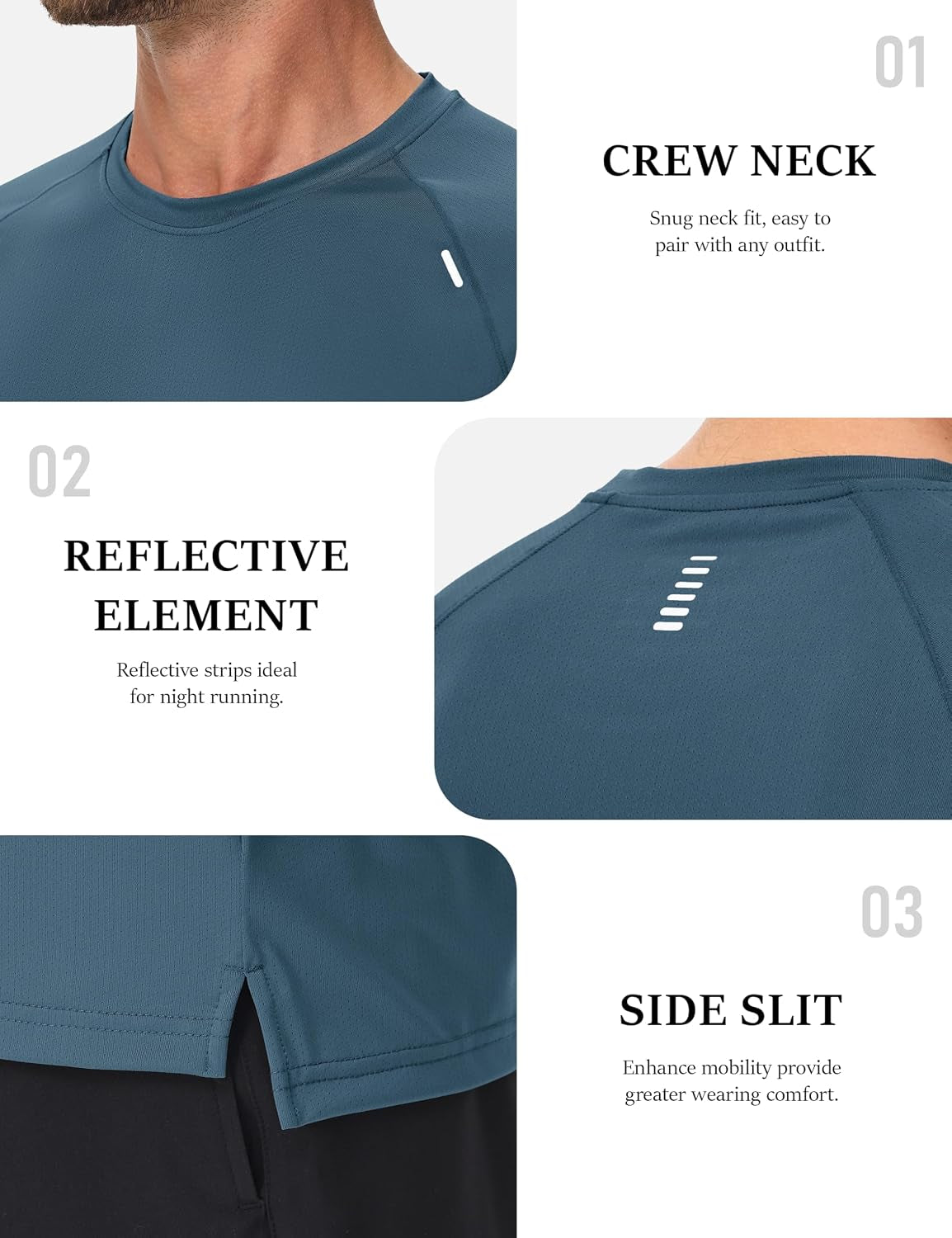 Men'S Dry Fit Shirts Mesh Short Sleeve Athletic Lightweight Workout Performance Hiking Shirt