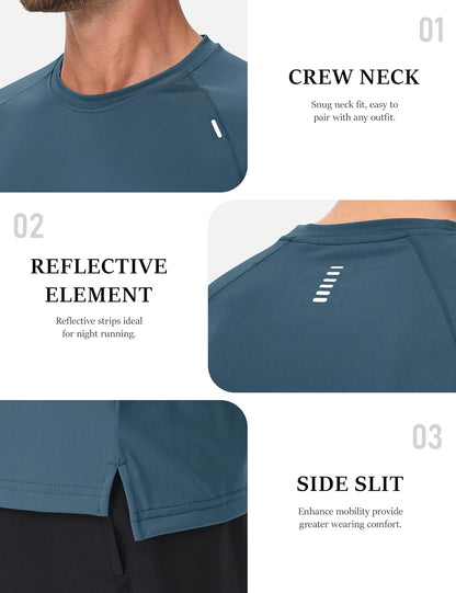 Men'S Dry Fit Shirts Mesh Short Sleeve Athletic Lightweight Workout Performance Hiking Shirt