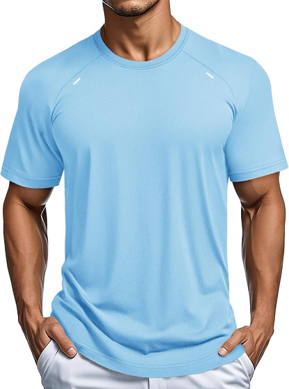 Men'S Dry Fit Shirts Mesh Short Sleeve Athletic Lightweight Workout Performance Hiking Shirt