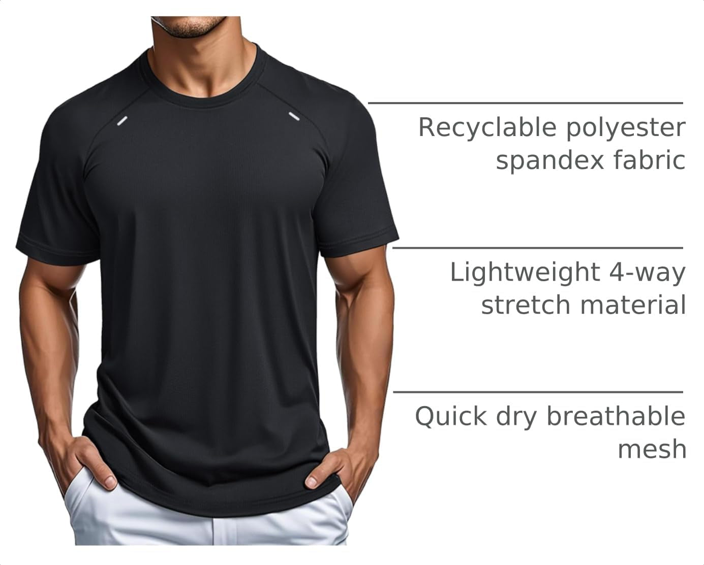 Men'S Dry Fit Shirts Mesh Short Sleeve Athletic Lightweight Workout Performance Hiking Shirt