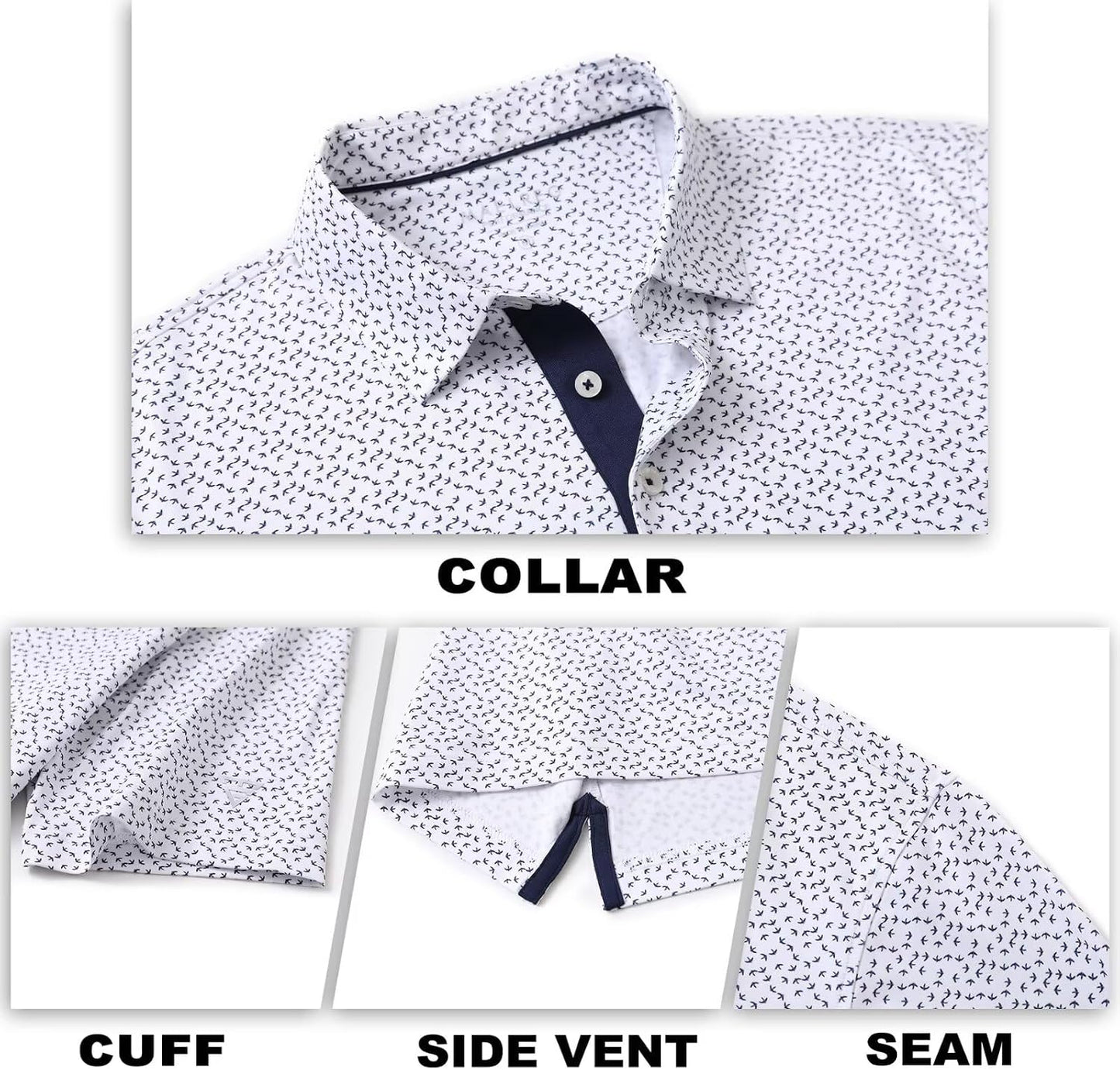 Mens Golf Shirt Short Sleeve Dry Fit Print Moisture Wicking Performance Patterns Collared Polo Shirt