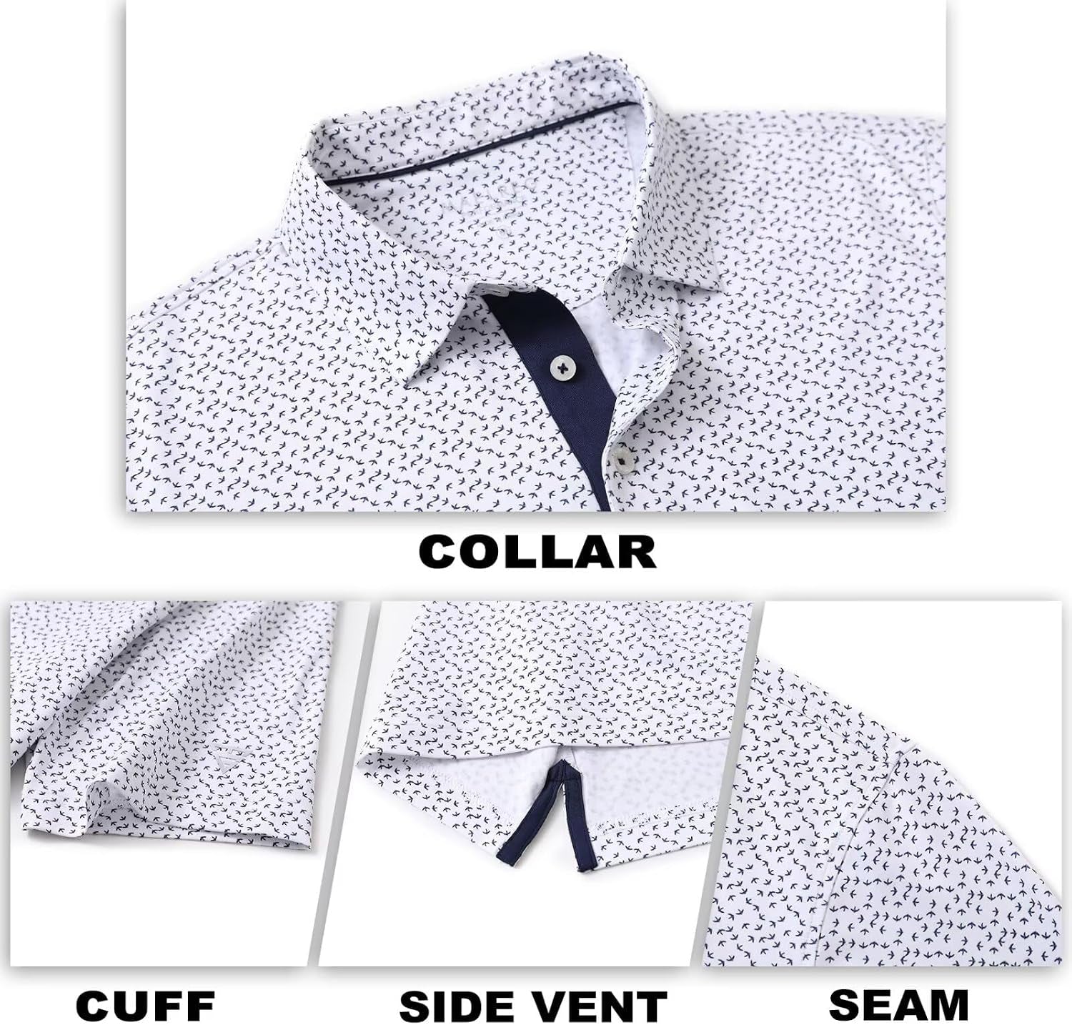 Mens Golf Shirt Short Sleeve Dry Fit Print Moisture Wicking Performance Patterns Collared Polo Shirt