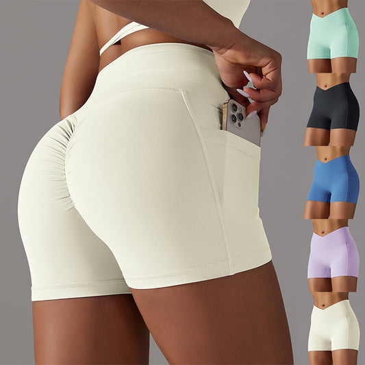 Yoga Shorts with Phone Pocket Design Fitness Sports Pants