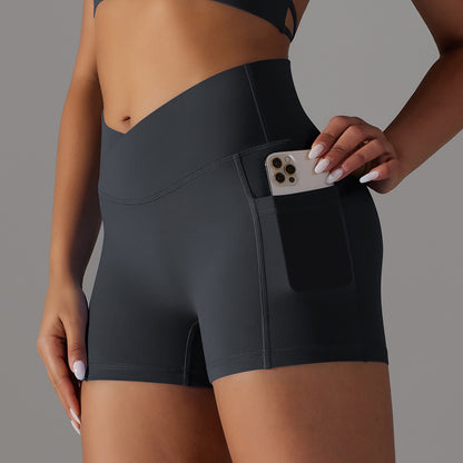 Yoga Shorts with Phone Pocket Design Fitness Sports Pants