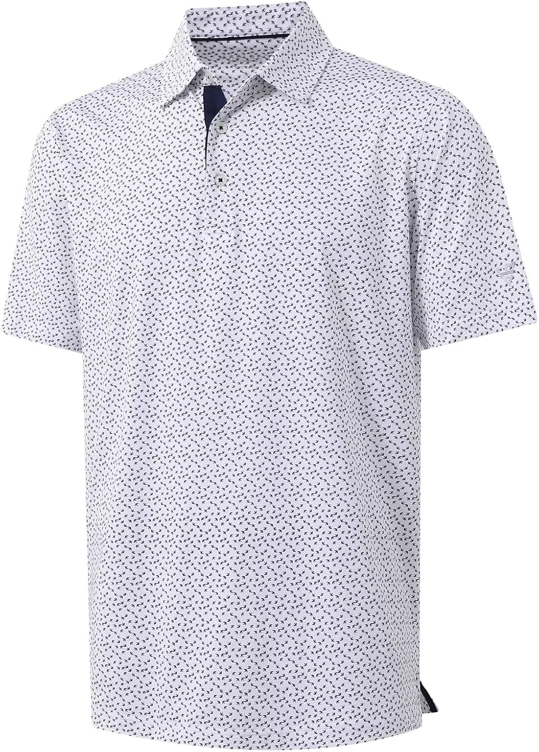 Mens Golf Shirt Short Sleeve Dry Fit Print Moisture Wicking Performance Patterns Collared Polo Shirt