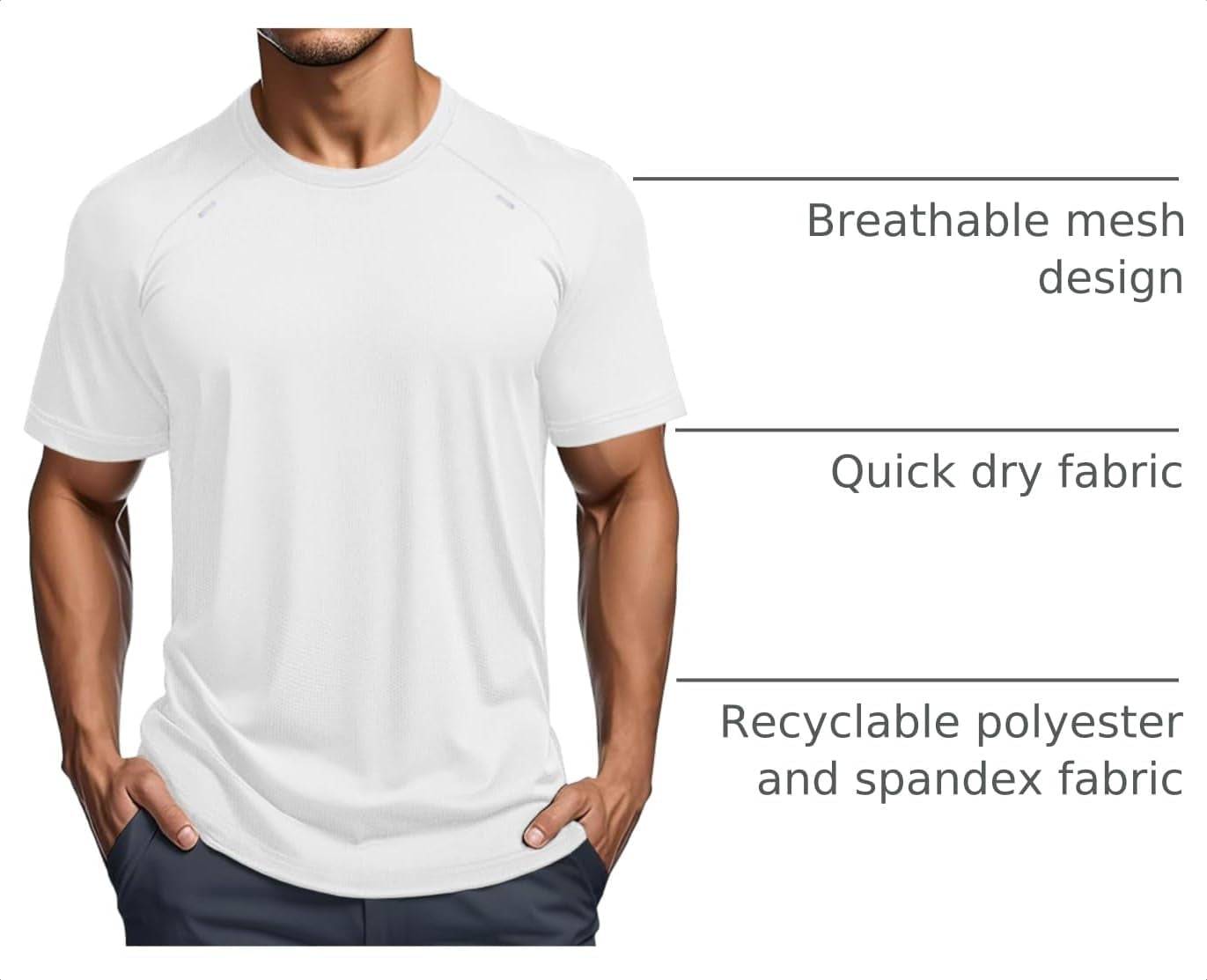 Men'S Dry Fit Shirts Mesh Short Sleeve Athletic Lightweight Workout Performance Hiking Shirt