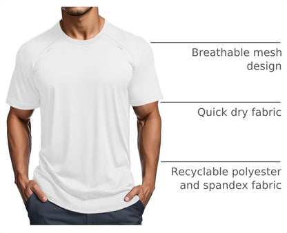 Men'S Dry Fit Shirts Mesh Short Sleeve Athletic Lightweight Workout Performance Hiking Shirt