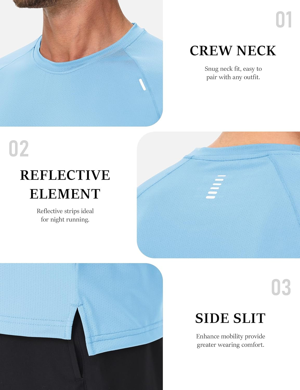Men'S Dry Fit Shirts Mesh Short Sleeve Athletic Lightweight Workout Performance Hiking Shirt