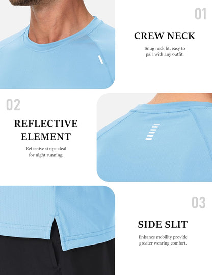 Men'S Dry Fit Shirts Mesh Short Sleeve Athletic Lightweight Workout Performance Hiking Shirt