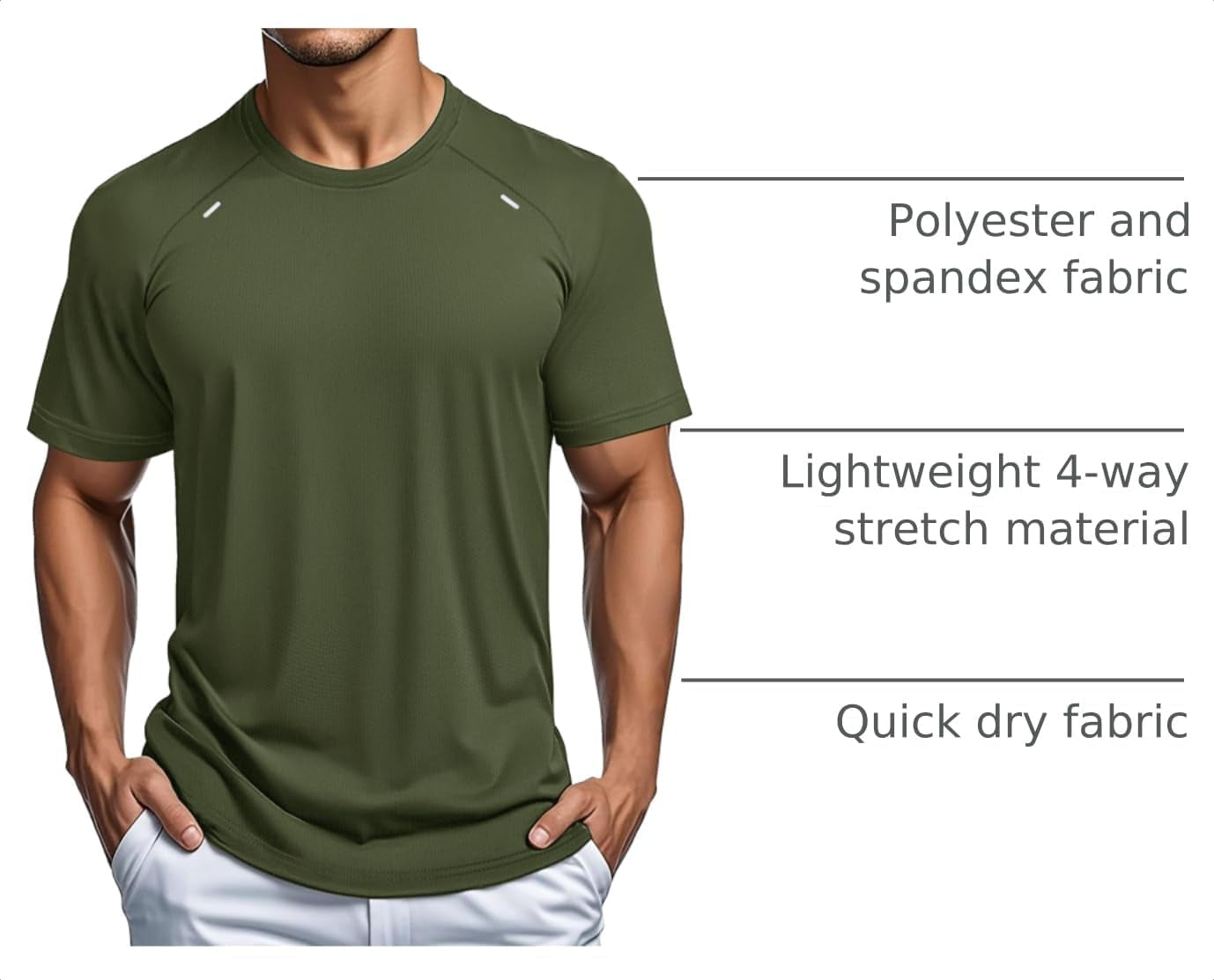 Men'S Dry Fit Shirts Mesh Short Sleeve Athletic Lightweight Workout Performance Hiking Shirt