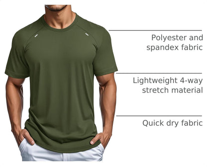 Men'S Dry Fit Shirts Mesh Short Sleeve Athletic Lightweight Workout Performance Hiking Shirt