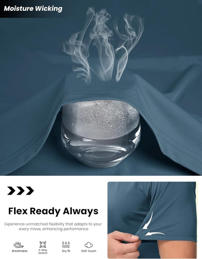 Men'S Dry Fit Shirts Mesh Short Sleeve Athletic Lightweight Workout Performance Hiking Shirt