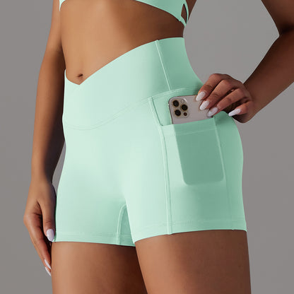 Yoga Shorts with Phone Pocket Design Fitness Sports Pants